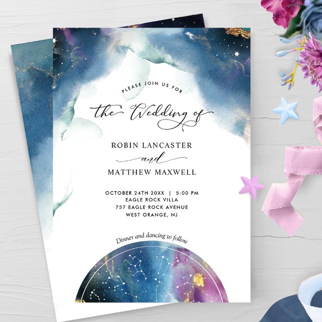 Elegant, Modern Celestial Constellations Wedding Invitation (Creator Uploaded)