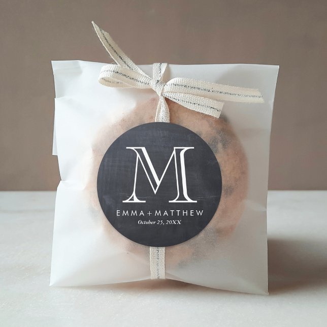 Elegant Modern Chalkboard Monogram Favour Label (Creator Uploaded)