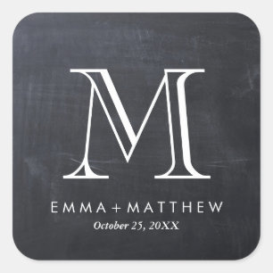 Elegant Modern Chalkboard Monogram Favour Label