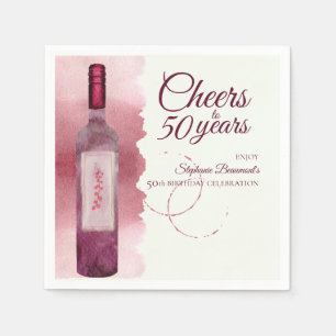 Elegant Modern Cheers Red Wine 50th Birthday Party Napkin
