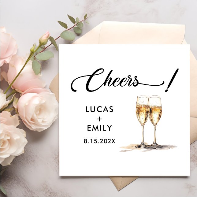 Elegant Modern Cheers Script Glasses Wedding Napkin (Creator Uploaded)