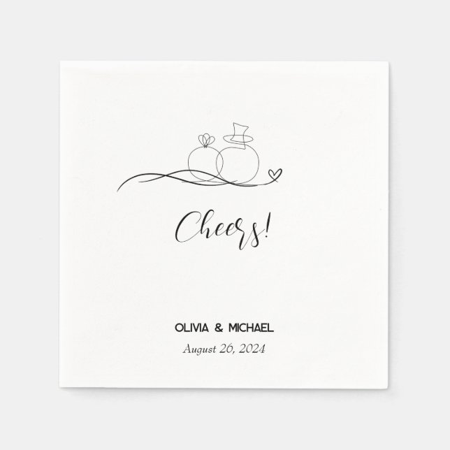 Elegant modern cheers script minimalist napkin (Front)
