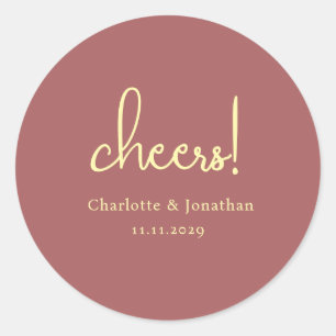 Elegant modern cheers script minimalist wedding classic round sticker