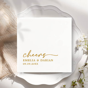 Elegant Modern Cheers Script Minimalist Wedding Napkin