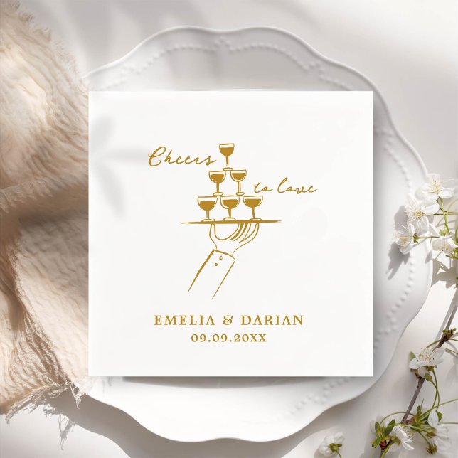 Elegant Modern Cheers to Love Minimalist Wedding N Napkin (Creator Uploaded)