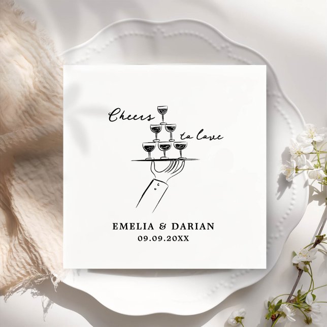 Elegant Modern Cheers to Love Minimalist Wedding N Napkin (Creator Uploaded)