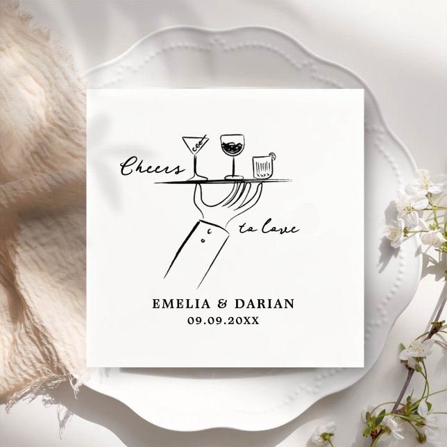 Elegant Modern Cheers to Love Minimalist Wedding N Napkin (Creator Uploaded)