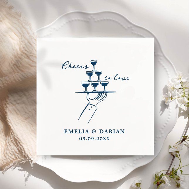 Elegant Modern Cheers to Love Minimalist Wedding N Napkin (Creator Uploaded)