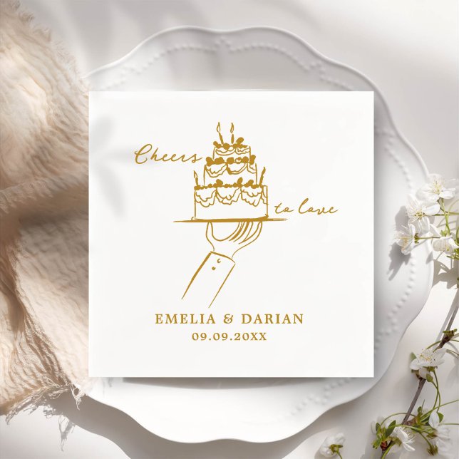 Elegant Modern Cheers to Love Minimalist Wedding N Napkin (Creator Uploaded)