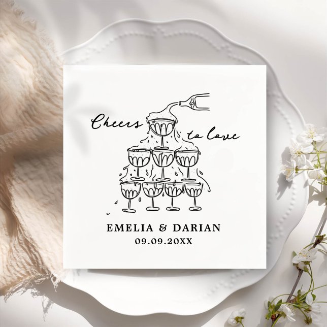 Elegant Modern Cheers to Love Minimalist Wedding Napkin (Creator Uploaded)