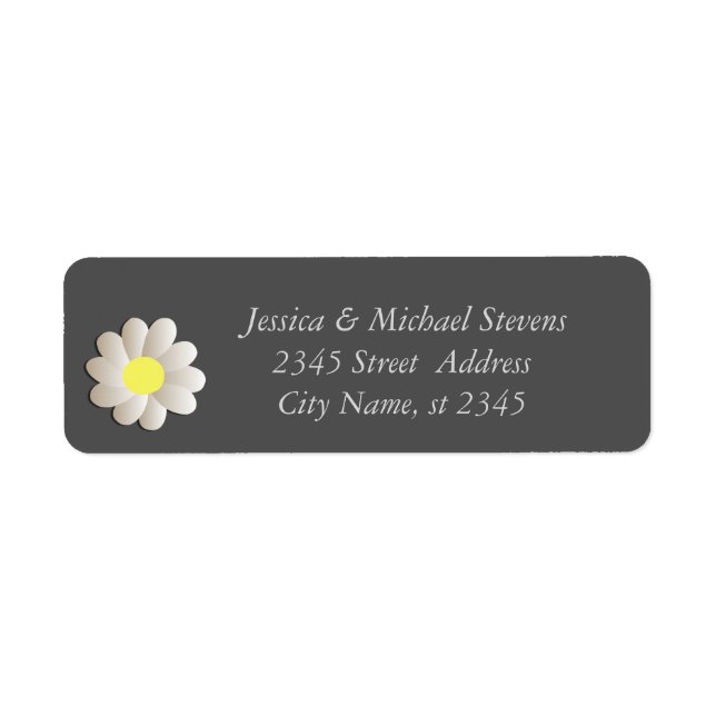 Elegant modern chic daisy return address label (Front)