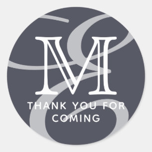 Elegant Modern Chic Double Monogram Thank You Classic Round Sticker
