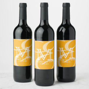 Elegant Modern Chic Double Monogram Thank You Wine Label