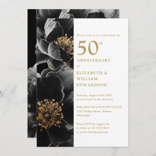 Elegant Modern Chic Floral 50th Anniversary Invitation