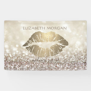 Elegant Modern Chic Glamourous Glittery Bokeh,Lips Banner