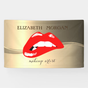 Elegant Modern Chic Glamourous ,Luminous, Red Lips Banner