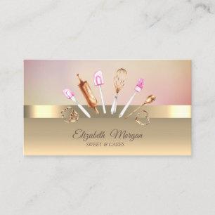 Elegant Modern Chic Gold Bakery Tools Business Card
