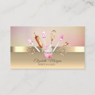 Elegant Modern Chic Gold Bakery Tools Cupcake Business Card