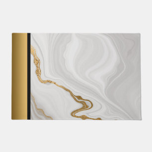 Elegant Modern Chic Gray White Gold Marble Pattern Doormat