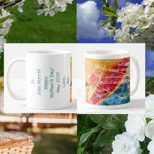 Elegant Modern Chic Great Mother Adorable Amazing  Coffee Mug (Happy Mother's Day to an Adorable and Amazing Mother! Elegant mug w/ an amazing mother's qualities )