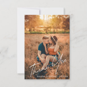 elegant modern chic handwriting wedding photo thank you card