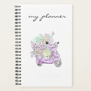 Elegant Modern Chic Lavender Watercolor Bike Planner