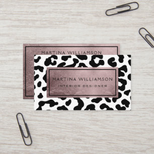 Elegant Modern Chic Leopard Print Rose Gold Business Card