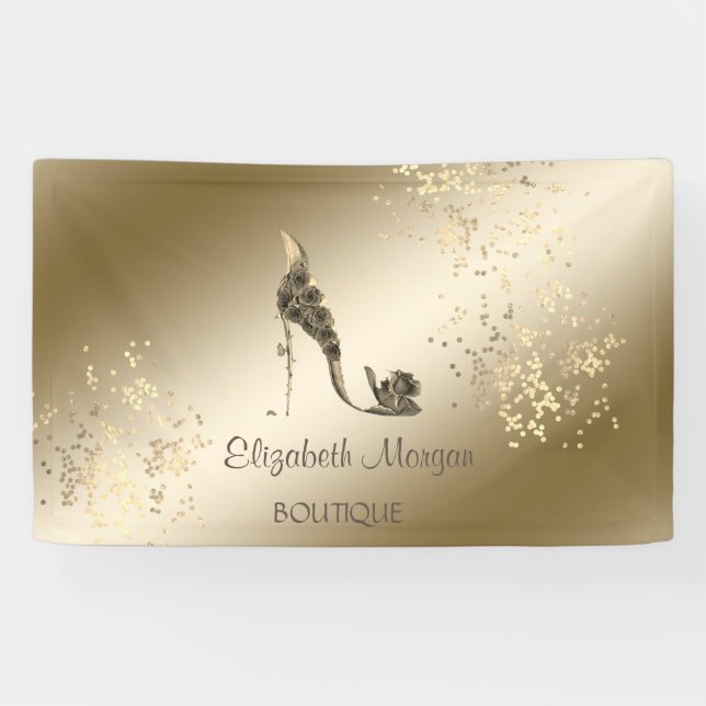 Elegant Modern Chic  ,Luminous,Flowers High Heel Banner (Horizontal)