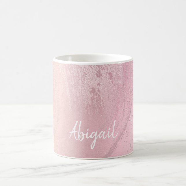 Elegant modern chic ombre rose gold glitter marble coffee mug (Center)