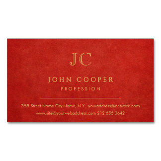 Elegant Modern Chic Red and Gold Magnetic Business Card