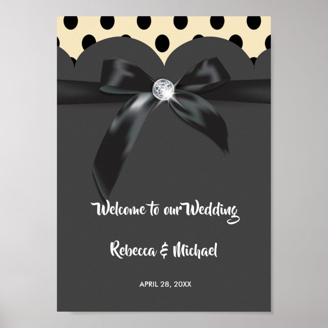 Elegant modern chic ribbon Welcome Poster (Front)