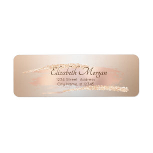 Elegant Modern,Chic Rose Gold Brush Stroke Return Address Label