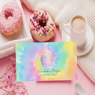 Elegant Modern,Chic Rose Gold Cupcake Tie Dye Business Card