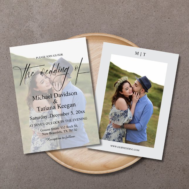 elegant modern chic script 2 photos wedding invitation (Creator Uploaded)