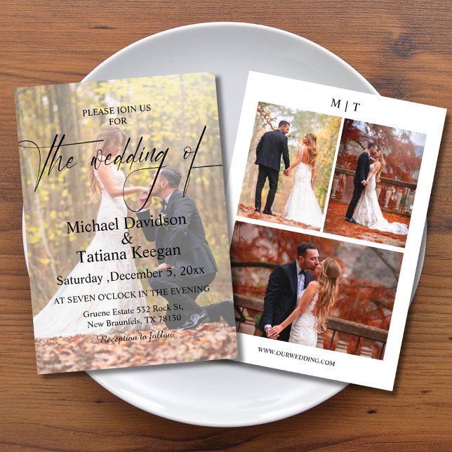 elegant modern chic script 4 photos wedding invitation (Creator Uploaded)