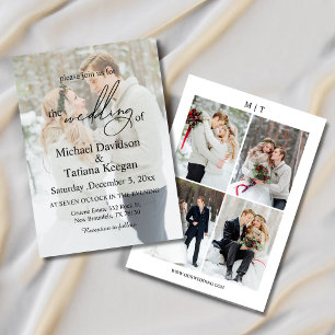 Elegant Modern Chic Script 5 Photo Wedding Invitation