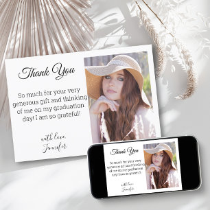 elegant modern chic thank you graduation photo card