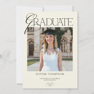 Elegant Modern Chic Typography Photo Graduation Invitation
