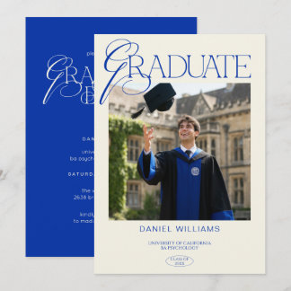 Elegant Modern Chic Typography Photo Graduation Invitation