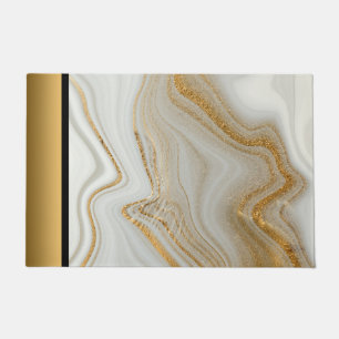 Elegant Modern Chic White Grey Gold Marble Pattern Doormat