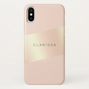 Elegant modern chick blush pink rose gold striped iPhone x case