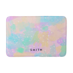 Elegant modern chick colourful pastel brushstrokes bath mat