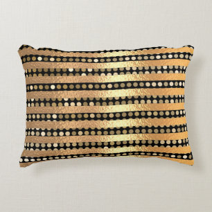 Elegant modern chick golden glitter Black stripes Decorative Cushion