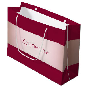 Elegant modern chick rose gold & burgundy strip large gift bag