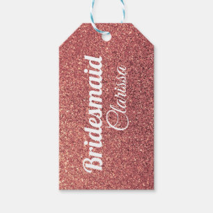 elegant modern chick rose gold glitter bridesmaid gift tags