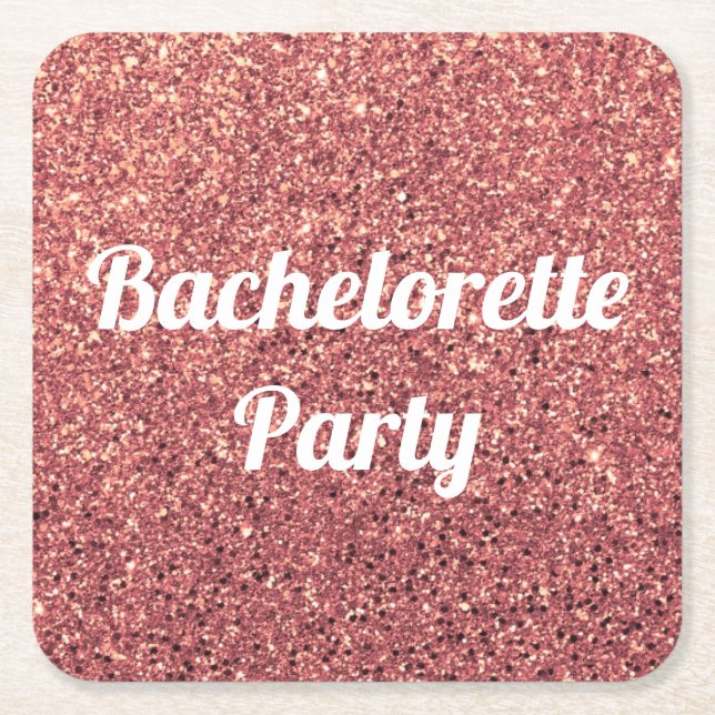 elegant modern chick rose gold glitter bridesmaid square paper coaster (Front)