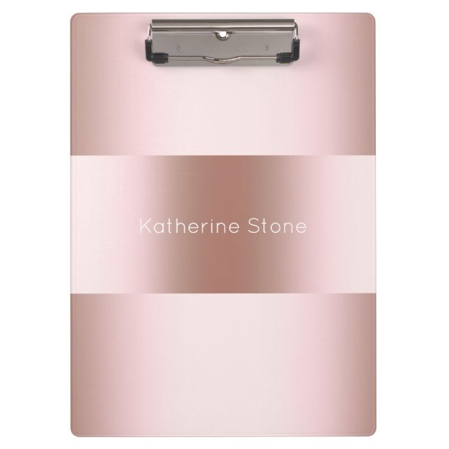 Elegant modern chick rose gold pattern clipboard (Front)