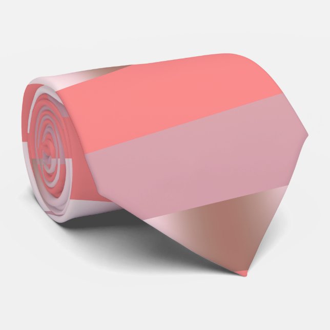Elegant modern chick rose gold pink coral striped tie (Rolled)
