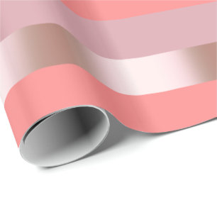 Elegant modern chick rose gold pink coral striped wrapping paper