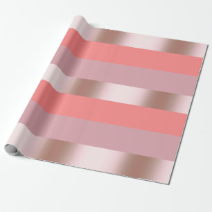 Elegant modern chick rose gold pink coral striped wrapping paper